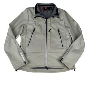 Victorinox Jacket Women’s M Stone Cream Zip Up Pockets Fleece Lined Warm Casual